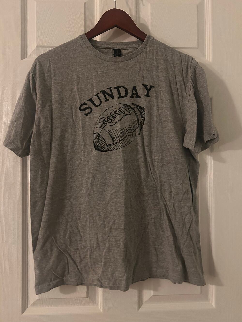 Football Sunday Graphic T Shirt Gray Gildan Short Sleeve Game Day Tee Top Large